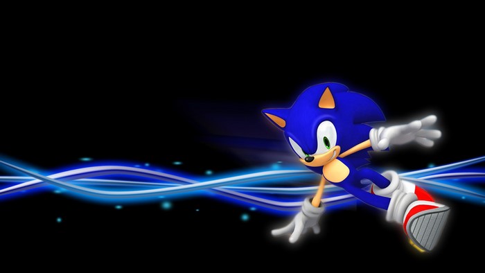 Sonic the Hedgehog running with blue light trails