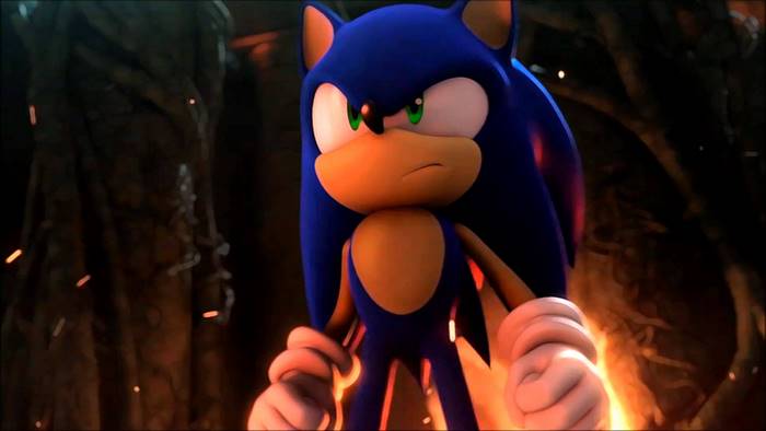 Sonic the Hedgehog in a dark forest