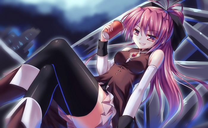 Kyoko Sakura holding a cup