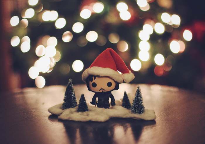 Jon Snow Funko Pop with Christmas Tree Lights