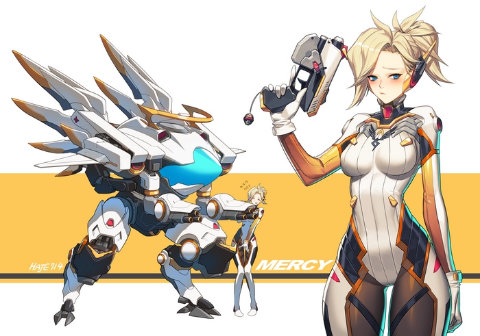 Mercy from Overwatch with a mech