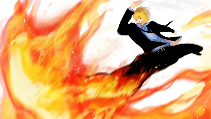 Sanji from One Piece in flames
