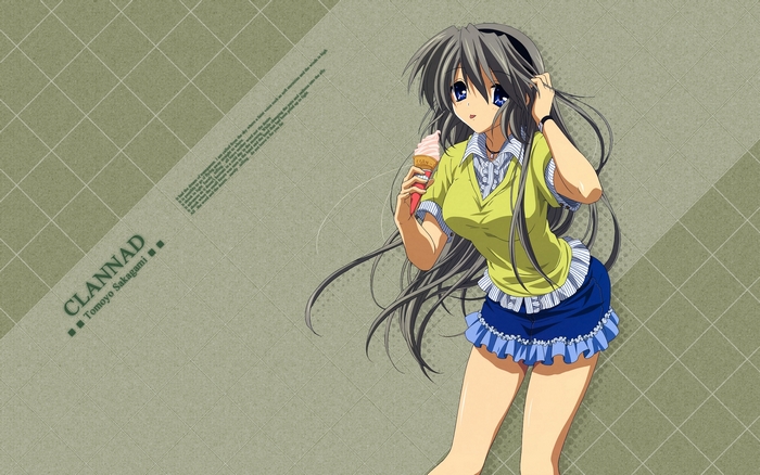 Tomoyo Sakagami from CLANNAD eating ice cream