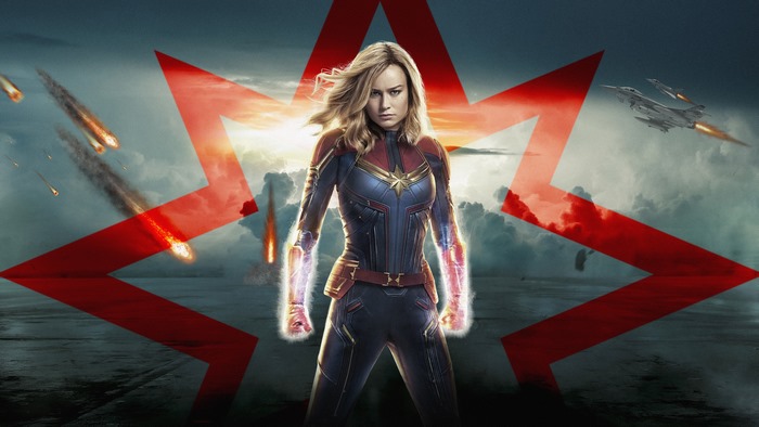 Captain Marvel with jets and missiles