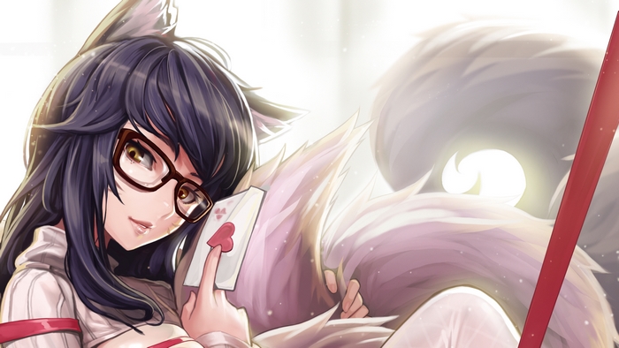 Ahri from League of Legends with glasses