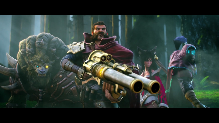 League of Legends characters in a forest