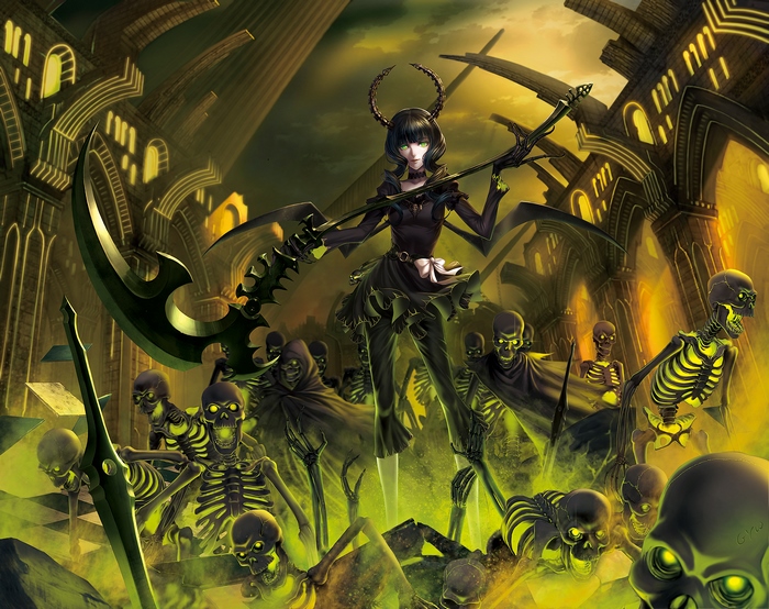 Dead Master with Skeletons in a Ruined City