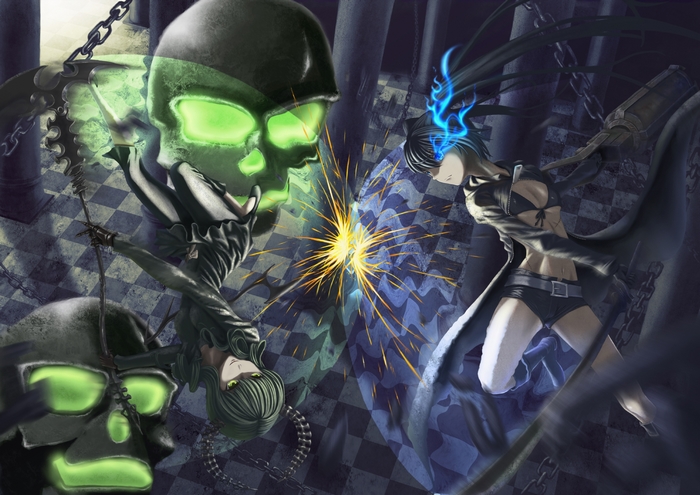Dead Master fighting with two giant skulls