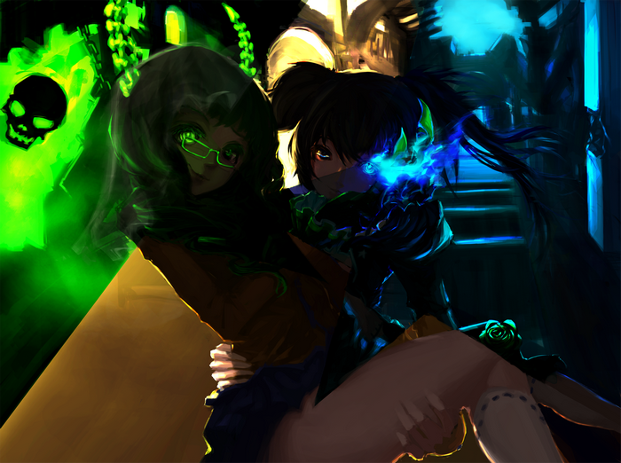 Dead Master and another girl with green skull