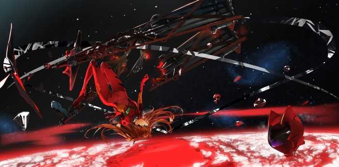 Asuka Langley Soryu from Neon Genesis Evangelion in space