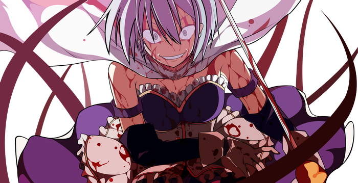 Sayaka Miki covered in blood