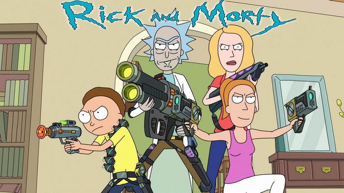 Rick and Morty with weapons