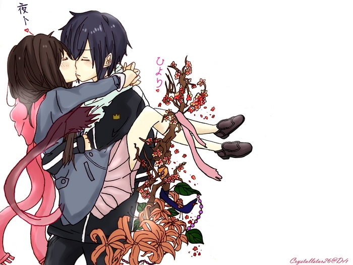 Yato and Hiyori kissing