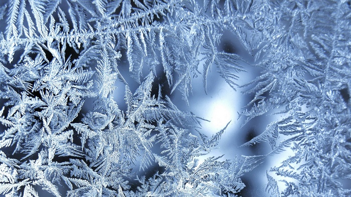 Close-up of frost patterns on glass