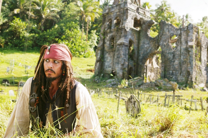 Captain Jack Sparrow in a graveyard