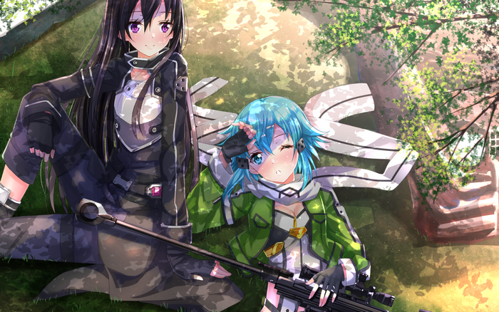 Asada Shino and Kirigaya Suguha from Sword Art Online