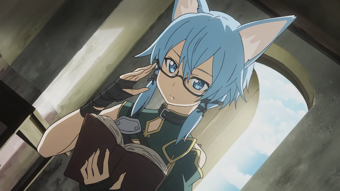 Sinon Asada from Sword Art Online reading a book