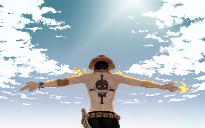 Portgas D. Ace with Flames and Tattooed Back