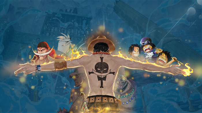 Portgas D. Ace with Flaming Tattoo and Iconic Crew