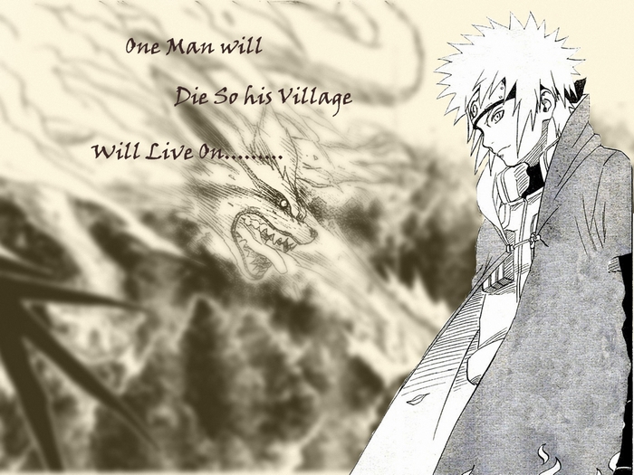 Minato Namikaze and Nine-Tails from Naruto