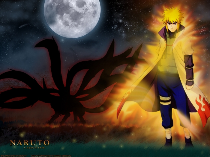Minato Namikaze and Nine-Tails from Naruto