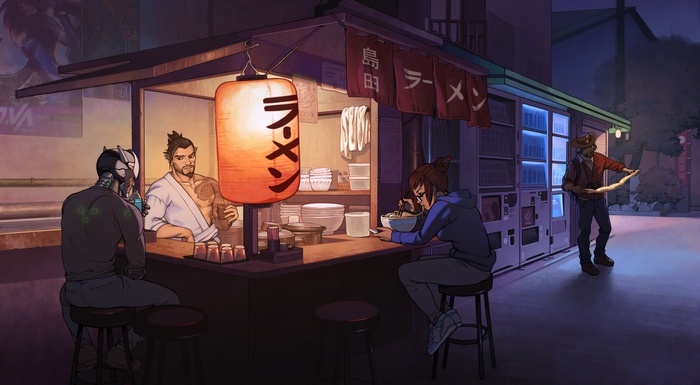 Genji and Hanzo at a Ramen Stand