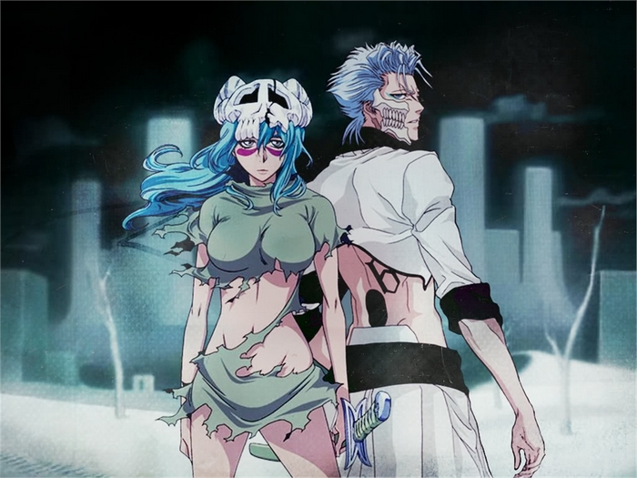 Nelliel Tu Odelschwanck and Grimmjow Jaegerjaquez from Bleach