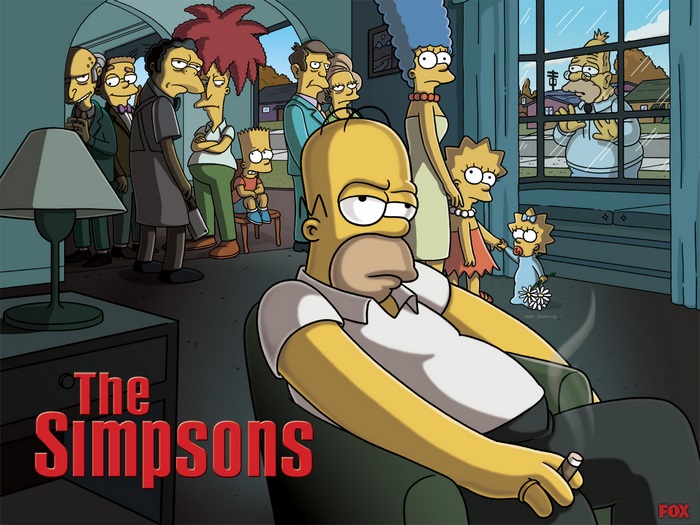 The Simpsons characters in a room