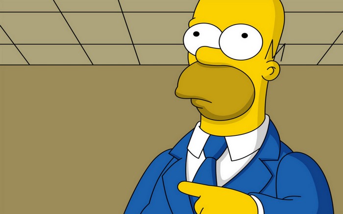 Homer Simpson in a blue suit