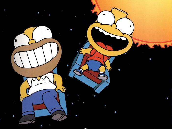 Homer and Bart Simpson in space