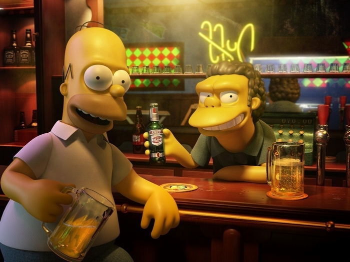 Homer Simpson and Moe Szyslak at Moe's Tavern