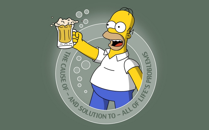 Homer Simpson holding a beer