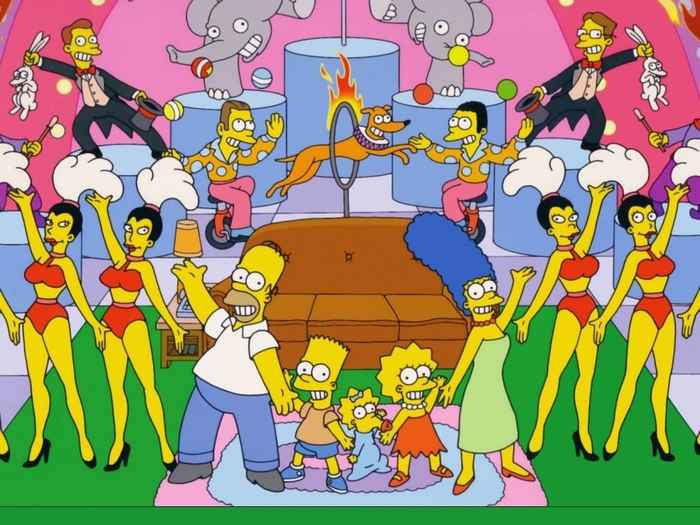 The Simpsons circus performers with Homer and family