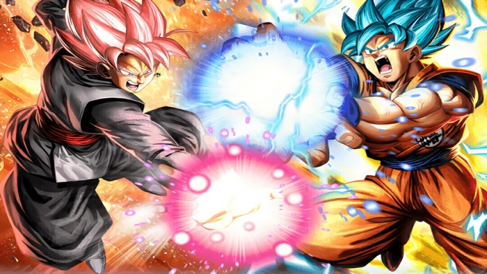 Goku Black and Super Saiyan Blue Goku clashing