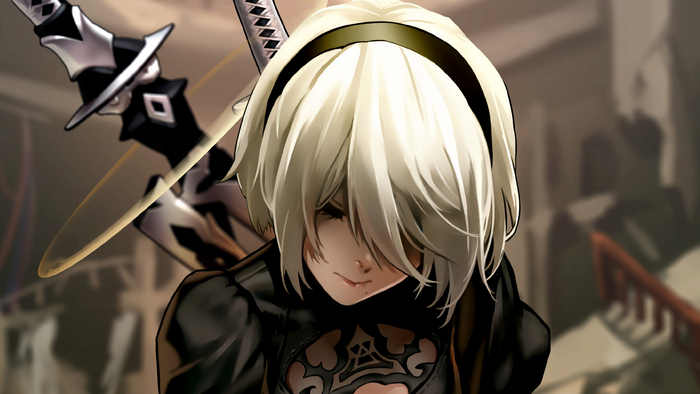 2B from NieR: Automata with sword