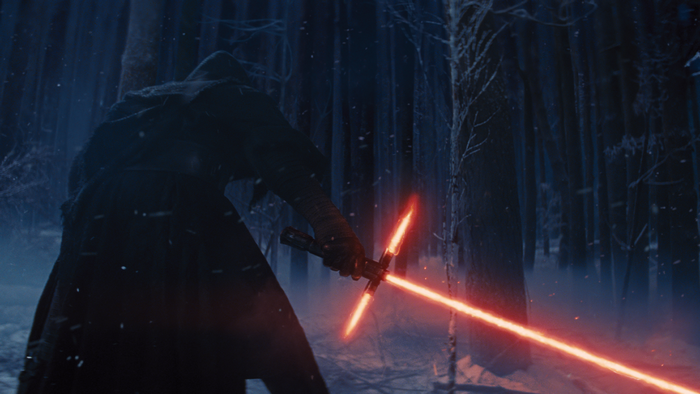 Kylo Ren from Star Wars with a lightsaber