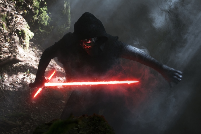 Kylo Ren from Star Wars with a lightsaber