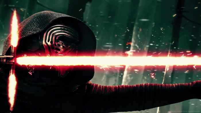Kylo Ren from Star Wars with lightsaber