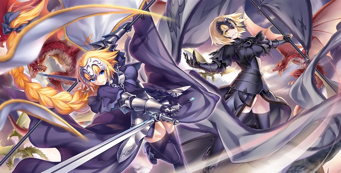Jeanne d'Arc from Fate Series with Dragons