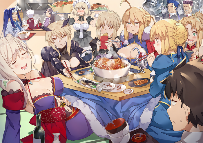 Characters from Fate Series enjoying a meal