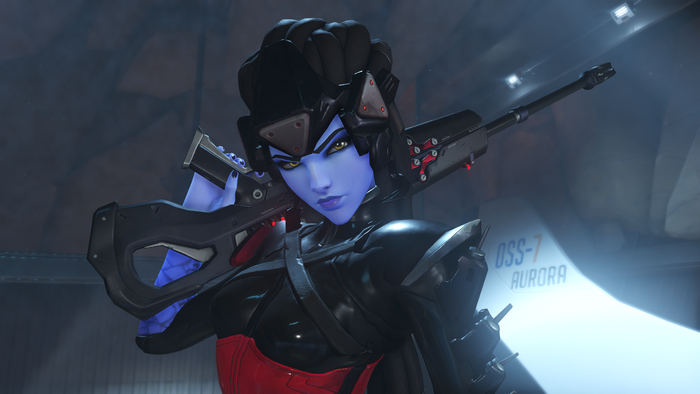 Widowmaker from Overwatch holding a sniper rifle