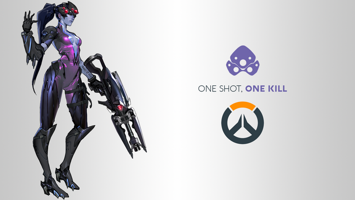 Widowmaker from Overwatch with logos
