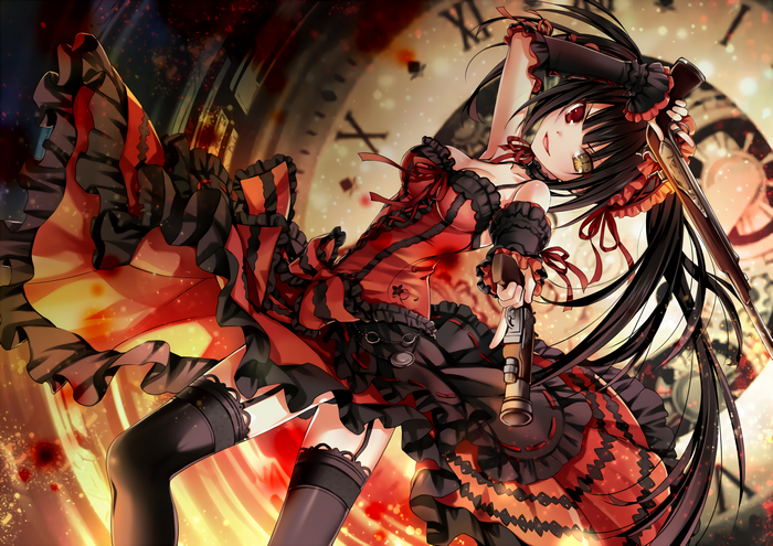 Kurumi Tokisaki in Red and Black Gothic Dress