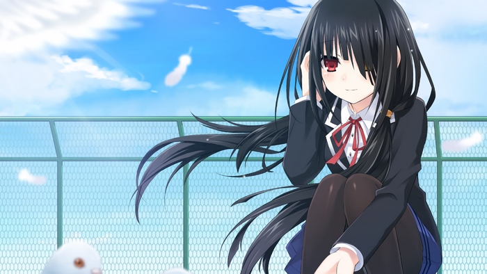 Kurumi Tokisaki Sitting Outdoors with Blue Sky