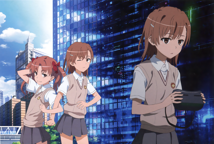 Mikoto Misaka and friends in Academy City