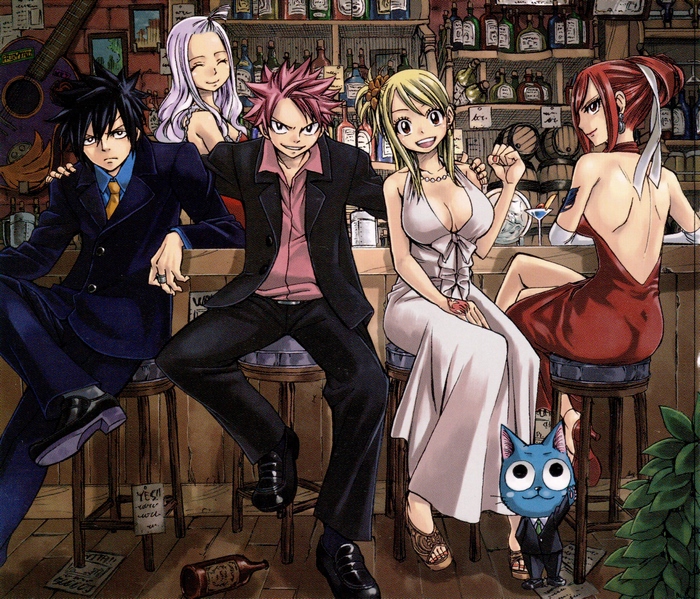 Fairy Tail characters at a bar