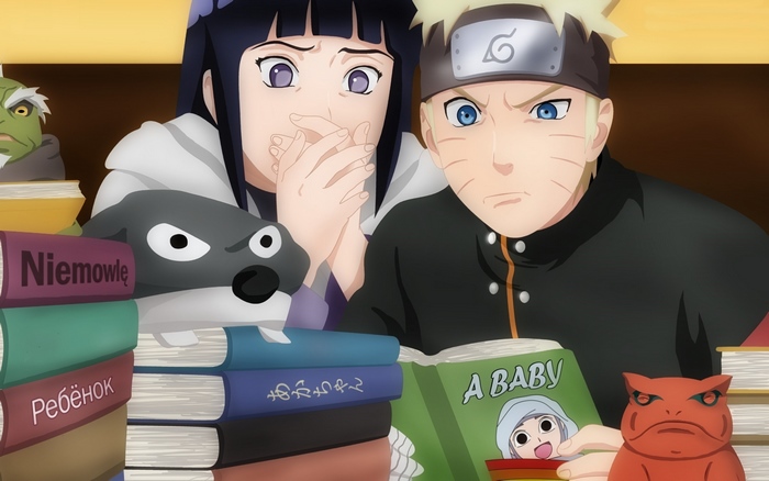 Naruto and Hinata reading books
