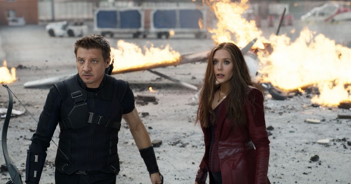 Hawkeye and Scarlet Witch in Avengers: Age of Ultron