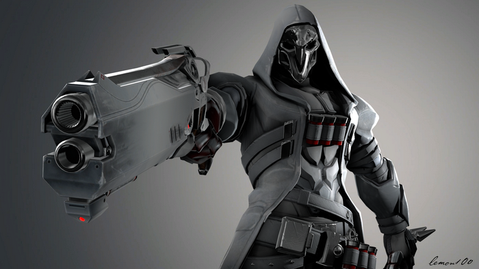 Reaper from Overwatch holding shotguns