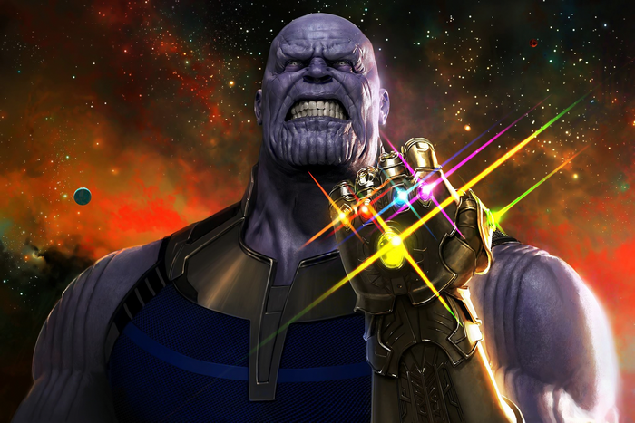 Thanos with the Infinity Gauntlet in Space